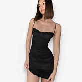 Sexy Fitted Dress With Straps At The Waist And Hips With Seams