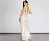 Diane Sequin Drape Charming Back Formal Dress