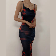 Cowl Neck Print Cami Maxi Dress
