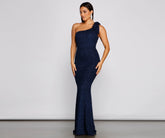 Henley Formal One Charming Shoulder Glitter Dress