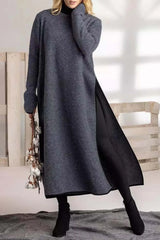 Loose Plus Size Knit Lace Fleece Midi Dress