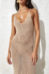 Knitted Suspender Long Beach Dress