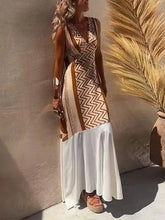 Ethnic Print Patchwork Charming A-Line Maxi Dress