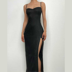 Slit Backless Textured Square Neck Cami Maxi Dress