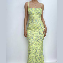 Flower Print Contrast Cowl Neck Backless Cami Maxi Dress