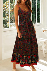 Bohemian Floral Split Joint V Neck Princess Dresses(3 Colors)