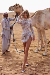 Sprinkled With Gold And Silver Tassel Dress