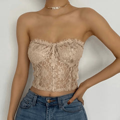 Sheer Lace Vintage Tube Top - Final Sale