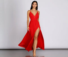 Angelique Formal High Charming Slit Lace Dress