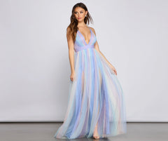 Nylah Pleated Stylish Rainbow A-Line Dress