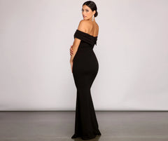 Olivia Formal Off Charming The Shoulder Crepe Dress