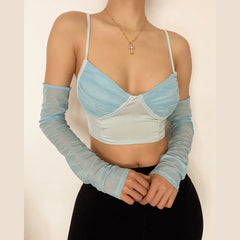 Heart Neck Ruched Cami Crop Top