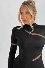 Hollow Slim High Collar Dress