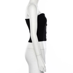 Sweetheart Neck Button Solid Tube Top