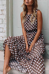 Cityhottie Polka Dot Round Neck Dress���5 Colors���