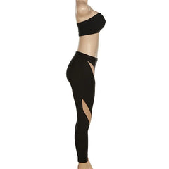 Contrast Tube Top Backless Sleeveless Leggings Pant Set