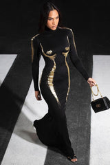 3D Body Printing High-Neck Casual Dress