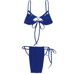 Cross Front Solid Hollow Out Self Tie Backless Cami Pant Set