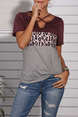 Cityhottie Wine Red Leopard T-Shirt