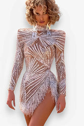 Sprinkled With Gold And Silver Tassel Dress