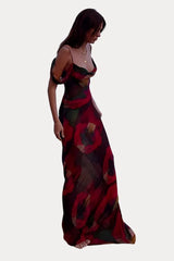Printed Sleeveless One Shoulder Long Dress