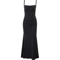 Solid Cowl Neck Backless Cami Dress