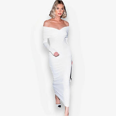 One-Line Collar Banquet Evening Dress
