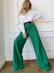 Outfits Trends New Spring Summer Women'S Casual Straight Classic Green Black Rose Red High Waist Pants Korean Wide Leg Trousers For Women