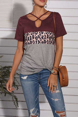 Cityhottie Wine Red Leopard T-Shirt