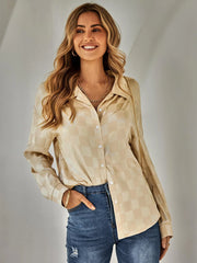 Fashion Cardigan Slim Check Shirt Top