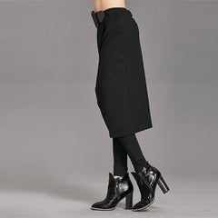 Spring Autumn Women Pants High Stretch Black Fake Two Pieces Pencil Skirt Pants Female Fashion Trousers Streetwear Wp24