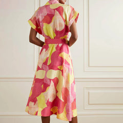 Floral Print Short Sleeve Bohemian Dress