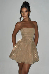 Strapless Backless Short Evening Dress