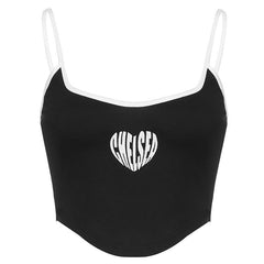 Low Cut Print Contrast Cami Crop Top