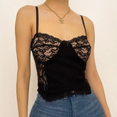 Hem Lace Heart Neck Lace Cami Top