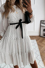 Midi White Dress With Polka Dots
