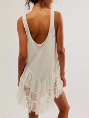 Sleeveless Lace Stylish Panel Mini Dress