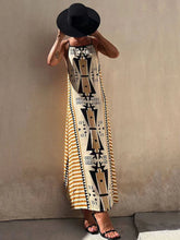 Ethnic Print Backless Charming A-Line Maxi Dress