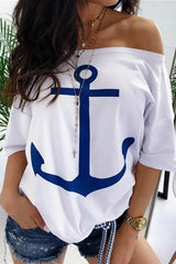 Cityhottie Printed Off-Shoulder T-Shirt