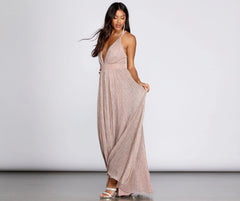 Haley Formal Stylish Shimmering Metallic Dress