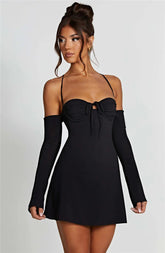 Regina Pleated Bust Lace Up Back Mini Dress