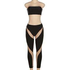 Contrast Tube Top Backless Sleeveless Leggings Pant Set