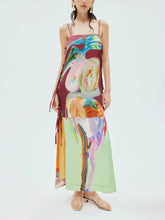 Exquisite Art Graffiti Charming Side Lace-Up Midi Dress