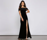Olivia Formal Velvet Charming Off-The-Shoulder Maxi Dress
