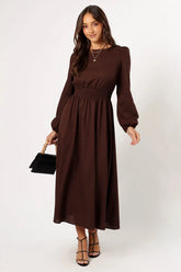 Roman Long Sleeve Maxi Dress - Brown