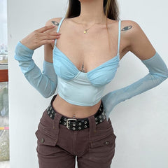 Heart Neck Ruched Cami Crop Top