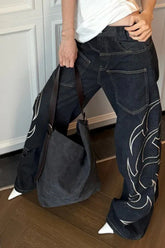 High Street Wide-Leg Printed Jeans