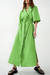 Casual Solid Bandage Patchwork Turn-Back Collar Straight Dresses