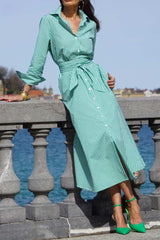 Plaid Tie-Waist Shirt Dress