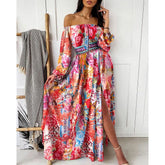 Retro Long-Sleeved Floral Dress